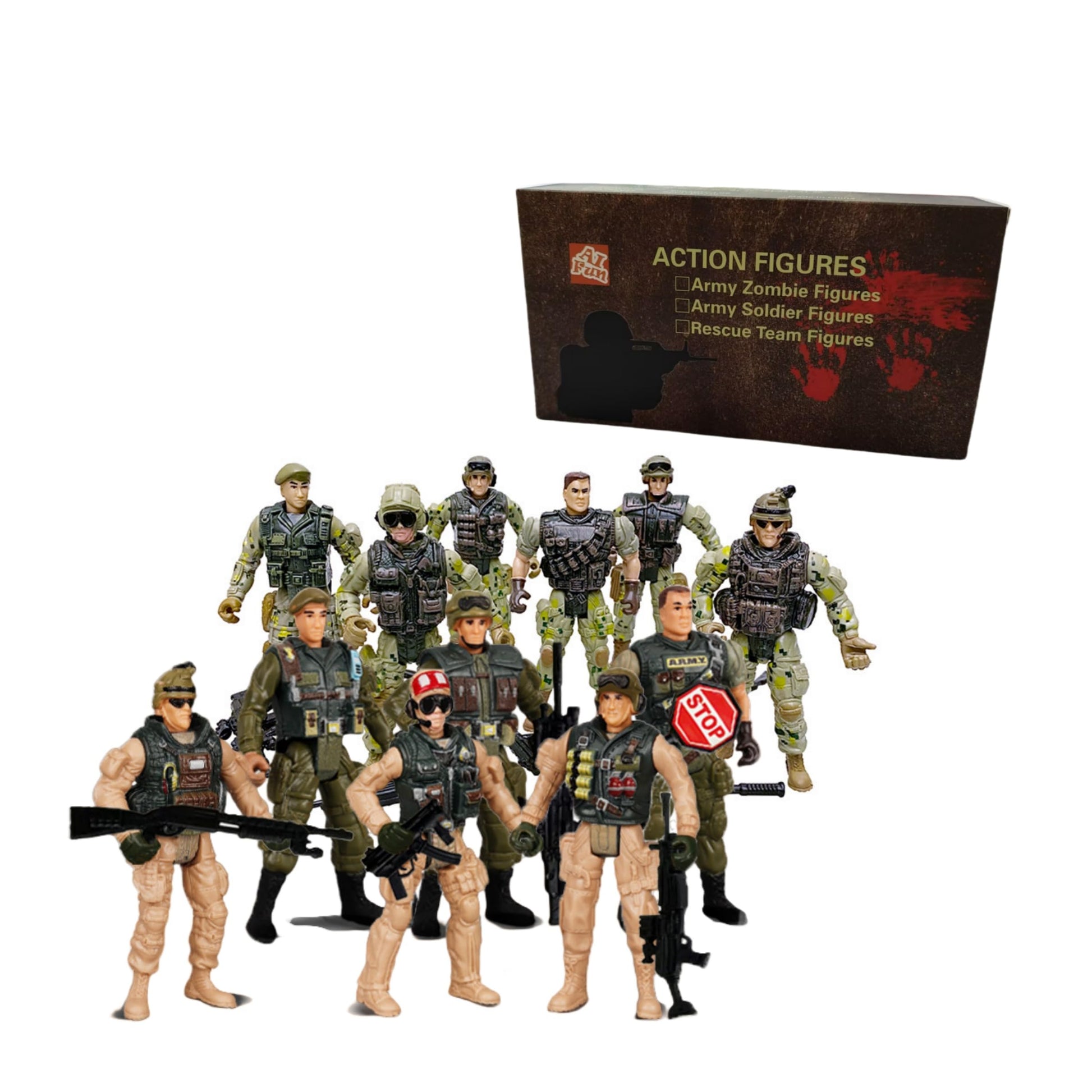 Ai-Fun 12PCS Action Figures Set, Special Force Soldier Figures, Fighting with Zombie Dead and Mercenary Figures Action Figures f