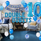 10Th Birthday Decorations Blue For Boys, Double Digits 10Th Birthday Decoration, Blue 10Th Birthday Banner Number 10 Foil Balloo