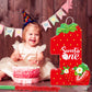 Aoriher Strawberry Piñata - Cardboard, Berry Color, 1st Birthday Party Game Supplies & Decor with Stick, Blindfold, and Confetti