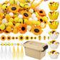 303Pcs Bee Sensory Bin Filler Fine Motor Toys Sunflower Counting Sorting 200 Felt Pompoms 40 Sunflowers 50 bees 6 Tweezers 6 Sil