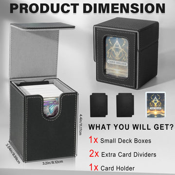 Jaffzora Card Deck Box For Mtg Commander, Magnetic Card Display Case, Tcg Card Storage Box, Holds 100 Double-Sleeved Cards, Blac