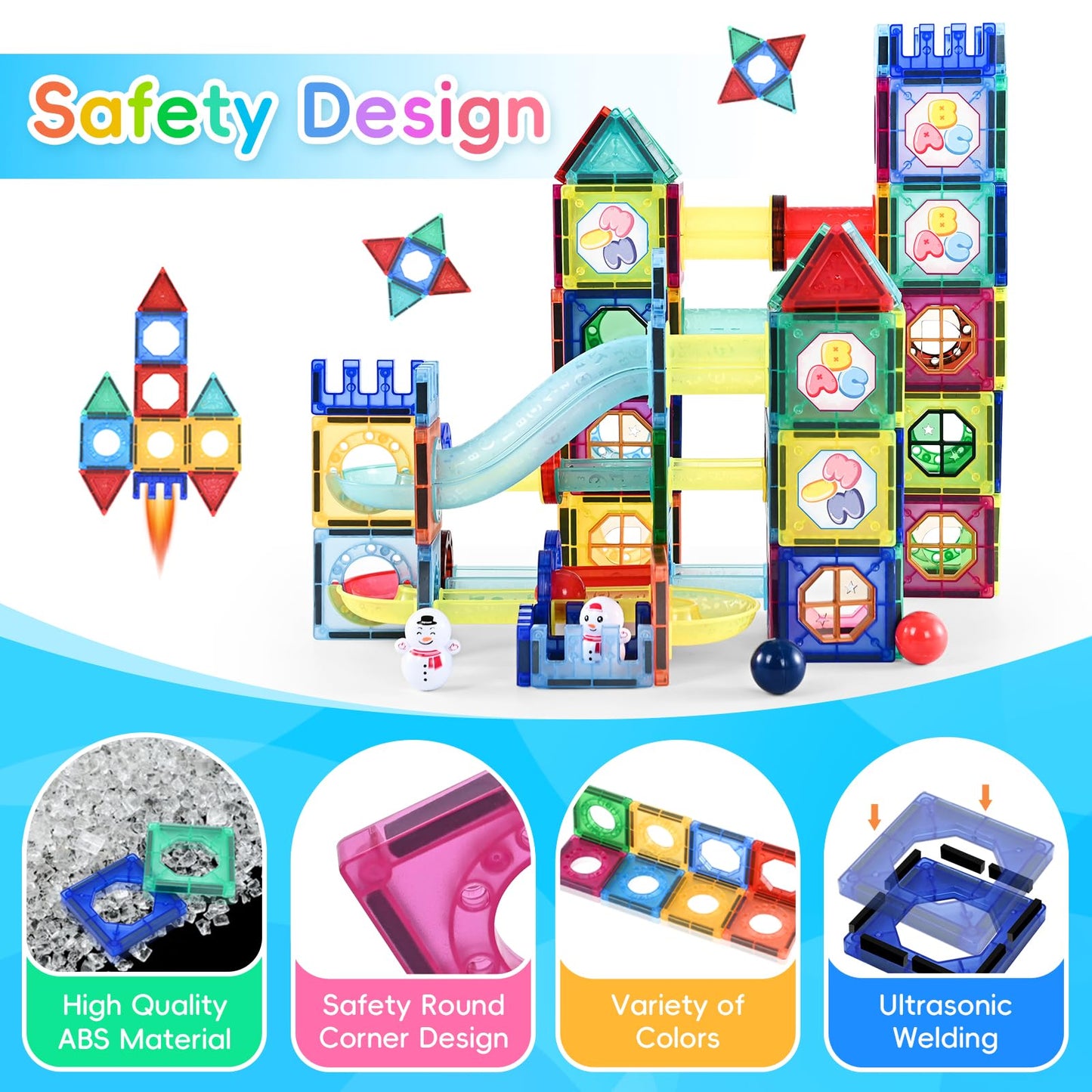 Cyddup Magnetic Building Tiles, 158 Pcs Magnetic Tiles For Kids Ages 3-5, 3D Magnet Building Blocks Set, Stem Learning, Educatio