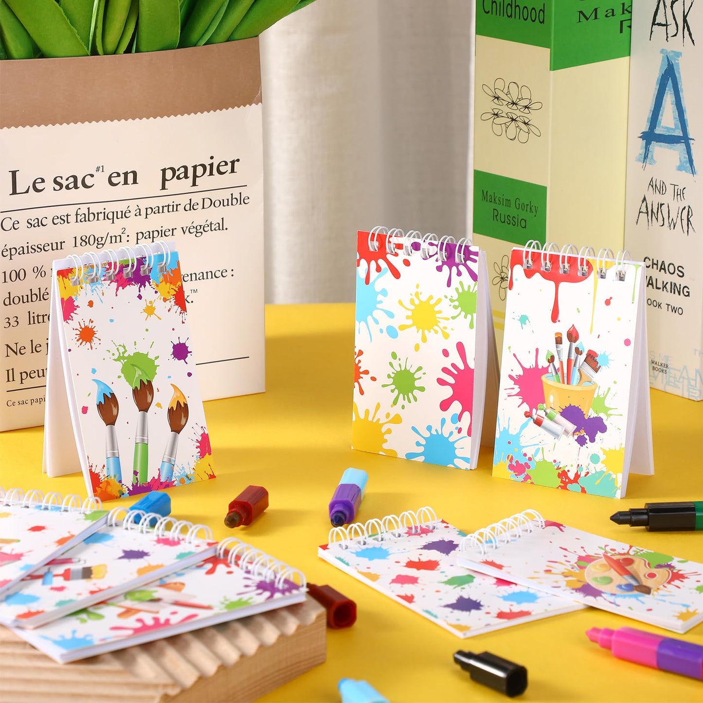 24 Pieces Art Painting Party Mini Notebooks Paint Art Party Favors Art Paint Spiral Notepads Art Theme Party Small Pocket Notepa