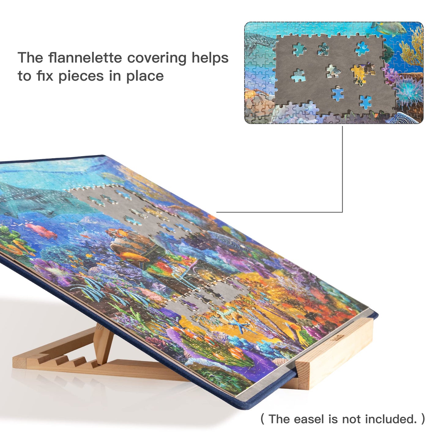 Becko Jigsaw Puzzle Board - Portable Puzzle Mat for 1000 Pieces, Non-Slip Flannelette, Gray