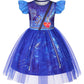 HenzWorld Girls Blue Dress Toddler Kids Blue Costume Dress up for Girls Short Flutter Sleeve Tulle Tutu Dresses Halloween Cospla