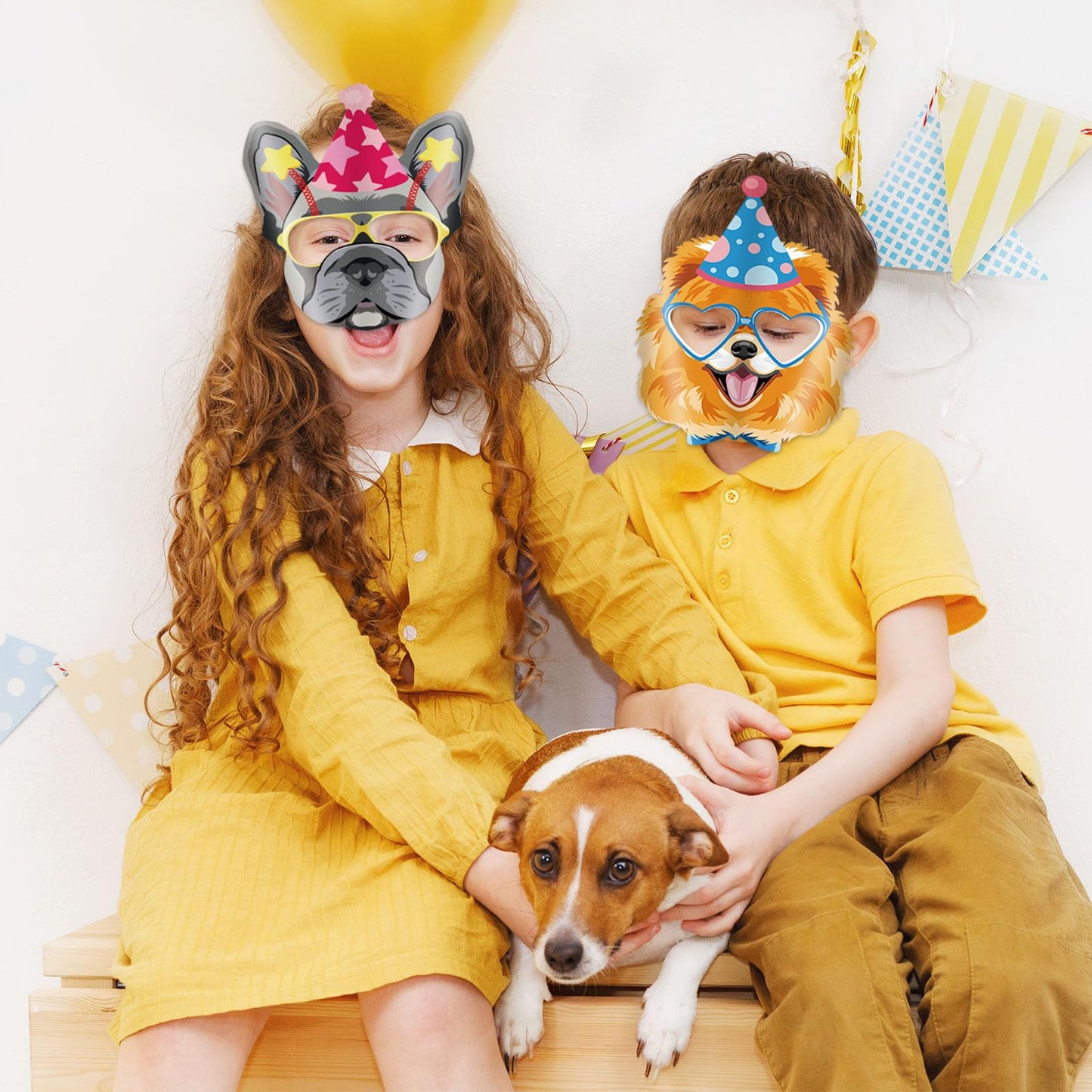 Lenwen 16 Set Animal DIY Masks Dog Coloring Dog Party with 24 Pcs Watercolor Pen Blank Jungle Animal Unpainted Masks for Kid Bir