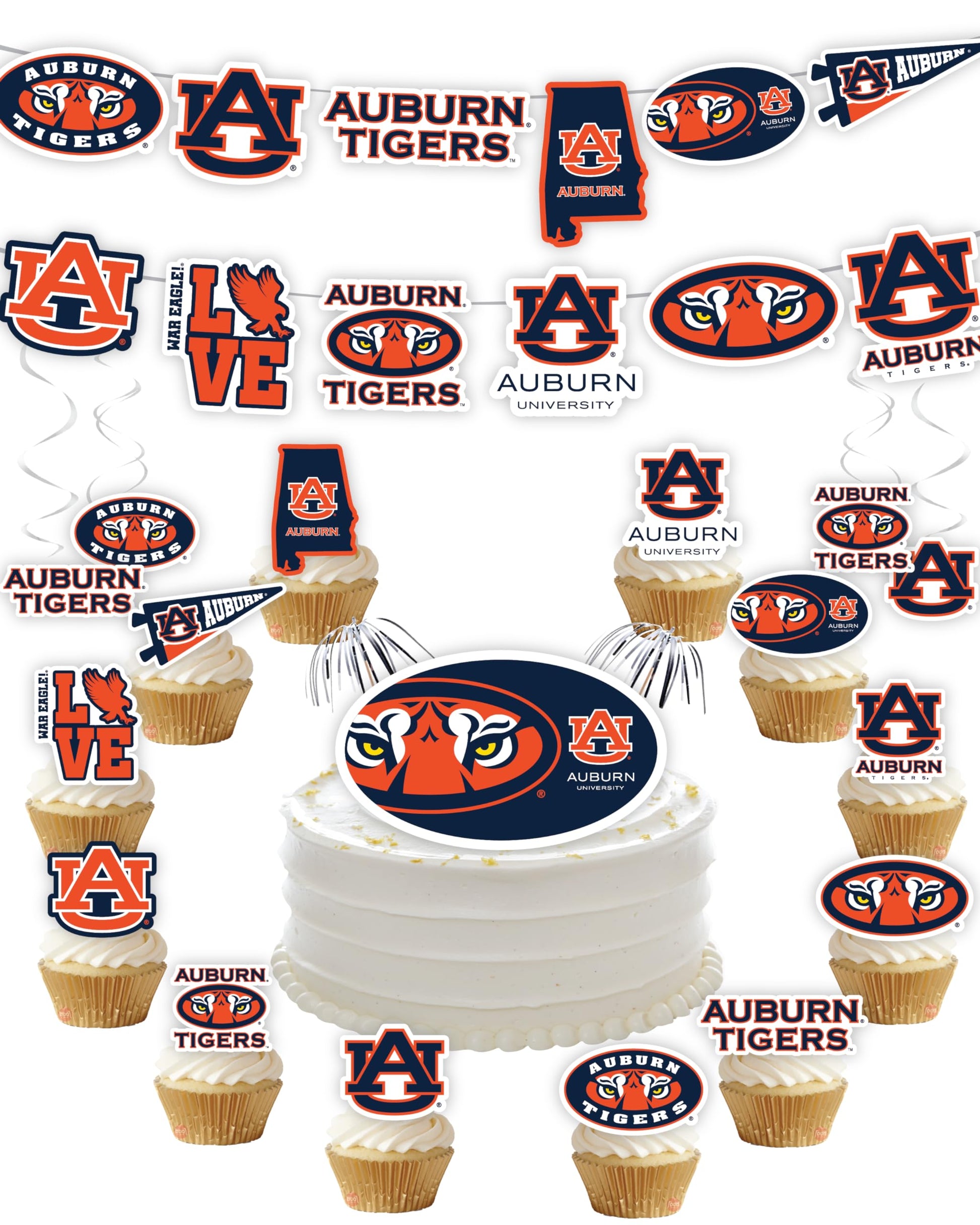 Auburn Tigers Party Supplies (42 Pieces) For Auburn University Graduation, Tailgating And Birthday Party Decorations With Banner