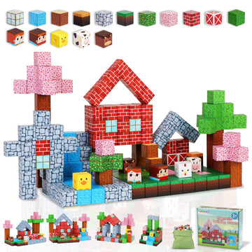 Magnetic Block Set - 111-Piece Magnetic Building Blocks - Ranch Mine Craft Magnetic Blocks Set, Magnetic Blocks For Kids Ages 4,