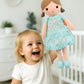 Linzy Personalized 15 Soft Plush Light Blue Emily Rag Doll with Embroidered Name - My First Rag Doll for Girls  Mueca de Trapo Personalizada  Customized Snuggle Toy for Kids