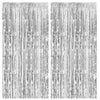 2 Pack Foil Curtain Backdrop Silver Metallic Tinsel Foil Fringe Curtains Photo Booth Props for Birthday Wedding Engagement Baby 