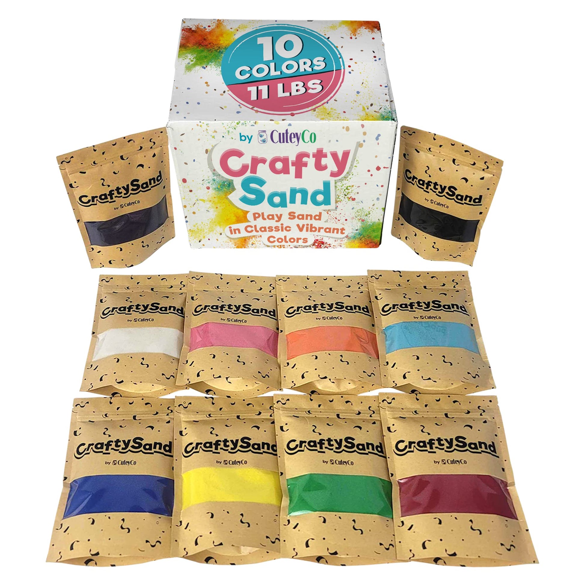CuteyCo Crafty Sand for Kids - 10 Colors: 3 lbs of Vibrant Craft Sand & Play Sand