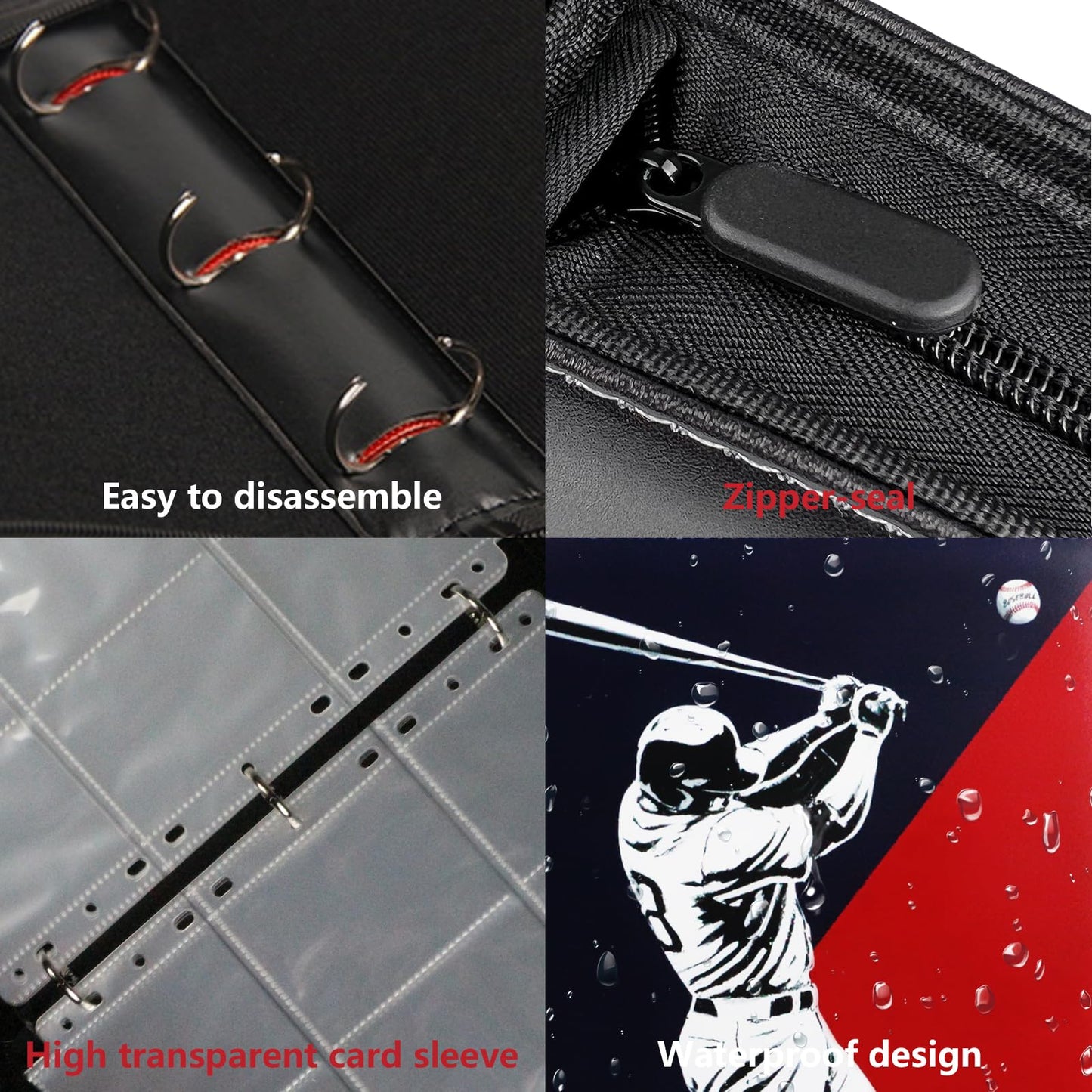 Baseball Card Binder, 2025 Sports Trading Card With Sleeves Holder Album, 900 Pockets Baseball Card Holder Sheets Display Storag