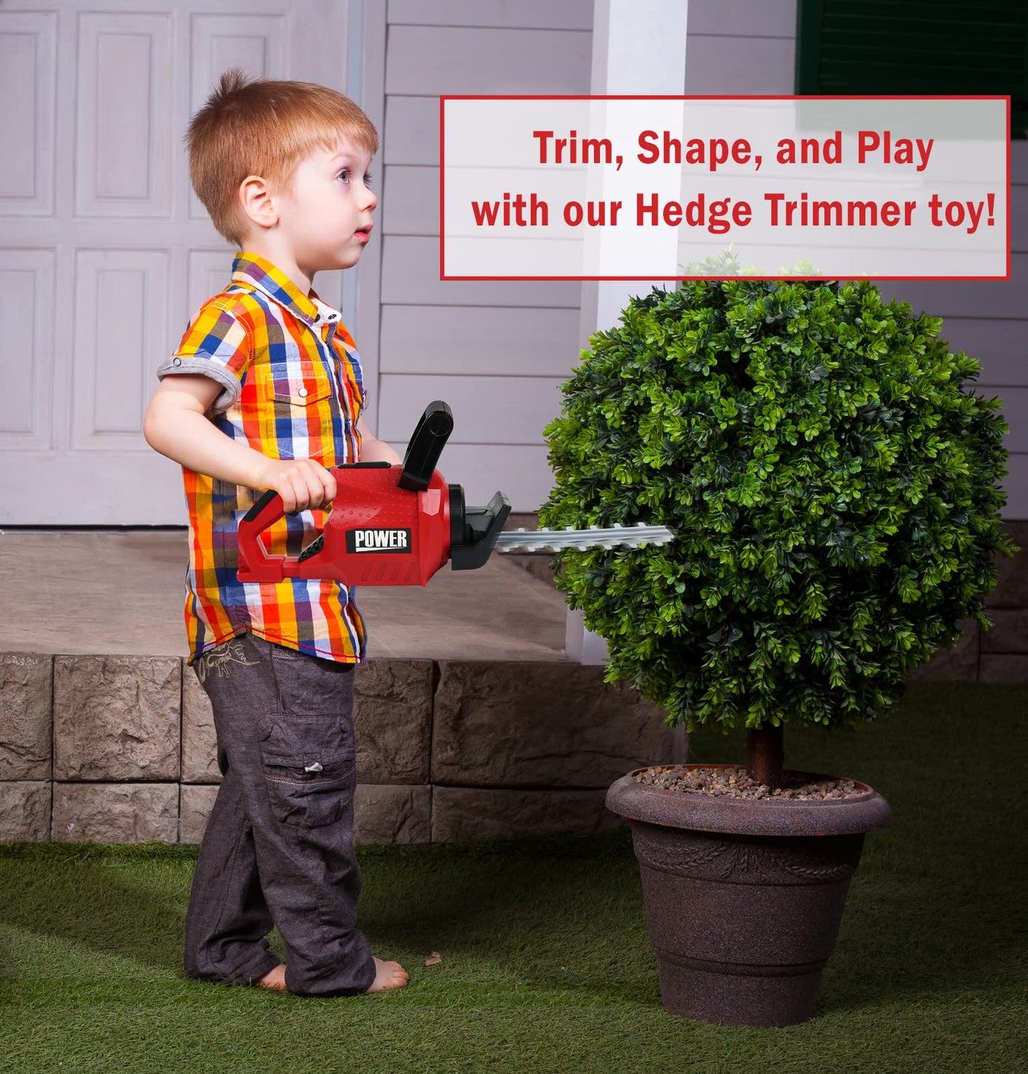 Teganplay Kids Hedge Trimmer | Toddler Landscaping Gardening Tools And Equipments | Includes Mask Safety Goggles And Earmuffs
