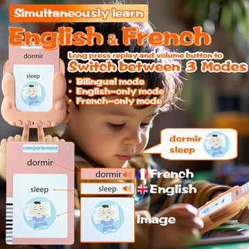 Halcontorno Talking Flash Cards For Kids - French Bilingual English Flashcard For Toddlers 3-12, Test Mode, 510 Sight Words, Aud