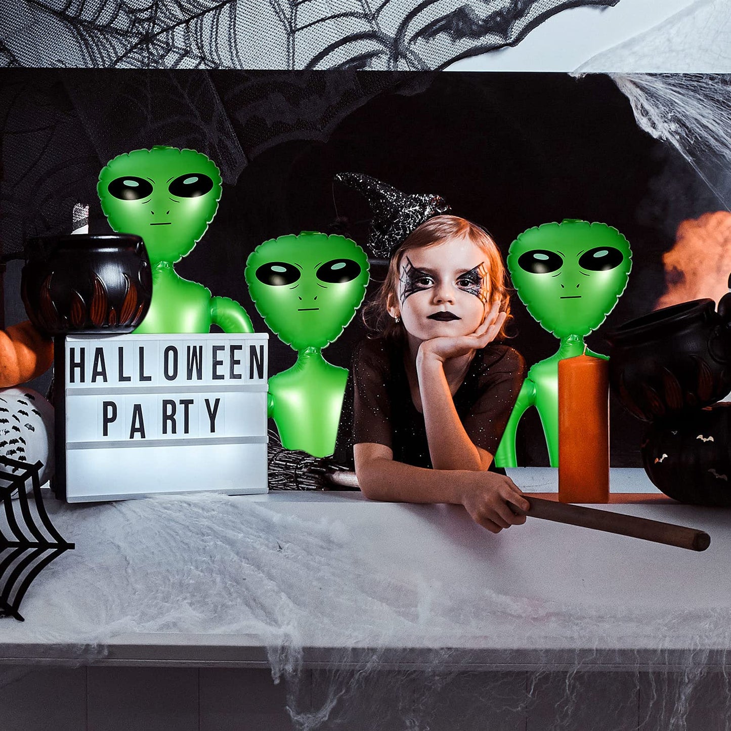 Bbto 3 Pcs Alien Inflates Inflatable Jumbo Alien Blow Up Toy For Party Decorations, Halloween, Birthday, Theme Party(35 Inch,Green)