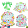 SiliFine 96 Pcs Easter Plates and Napkins Disposable Dinnerware Supplies for 24 Guests, Paper Tableware Include 9 Dinner Plates,