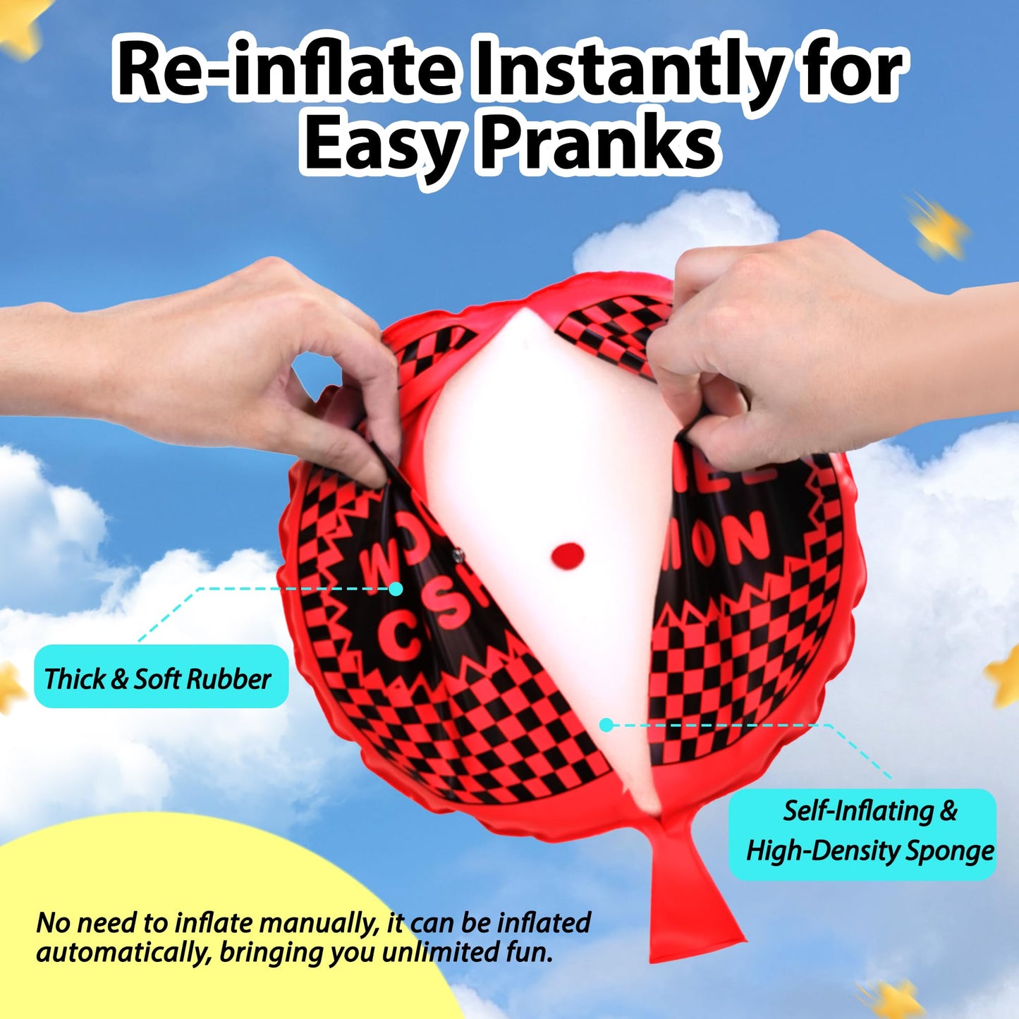 Whoopie Cushion  9  Woopie Cushion  Self Inflating Whoopee Cushion  Woopy Cushion Fart Bag for Boys and Girls  Goodie Bag Stuffers Fart Pillow Makes Gas Sounds  Novelty Prank Gag White Elephant Gifts