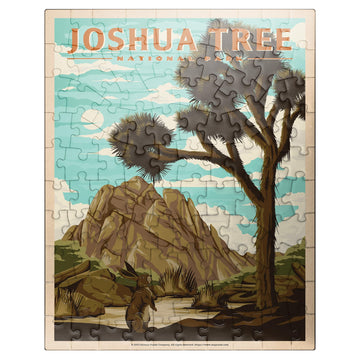MyPuzzle Joshua Tree National Park - Where Trees Thrive in The Desert  Vintage Travel Poster - enhanced 100 Piece Jigsaw Puzzle for mature-themeds