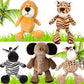 5 Pieces Safari Stuffed Animals Toy Set Includes Lions Tigers Elephants Zebras And Giraffes 11.8 Inch Wild Animals Soft Realisti