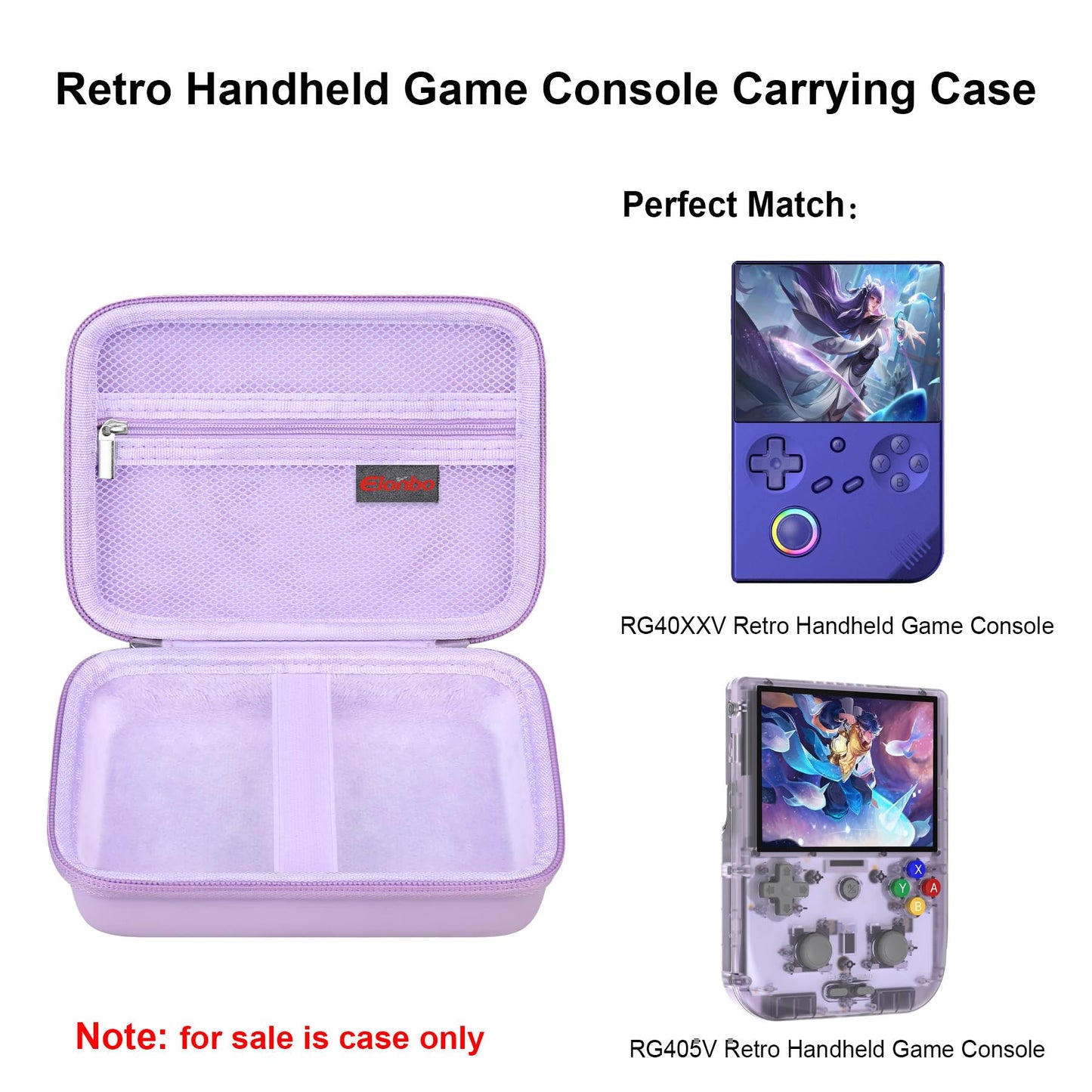 Elonbo Carrying Case for RG40XXV/RG405V, Purple Faux Leather Gaming Travel Bag, Model Y05ZZ, Mesh Pocket for Cables