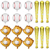 Skylety 18 Pieces 18 Inch Baseball Balloons Baseball Foil Balloons 20 Inch Glove Jumbo 30 Inch Bat for Birthday Sports Theme Par