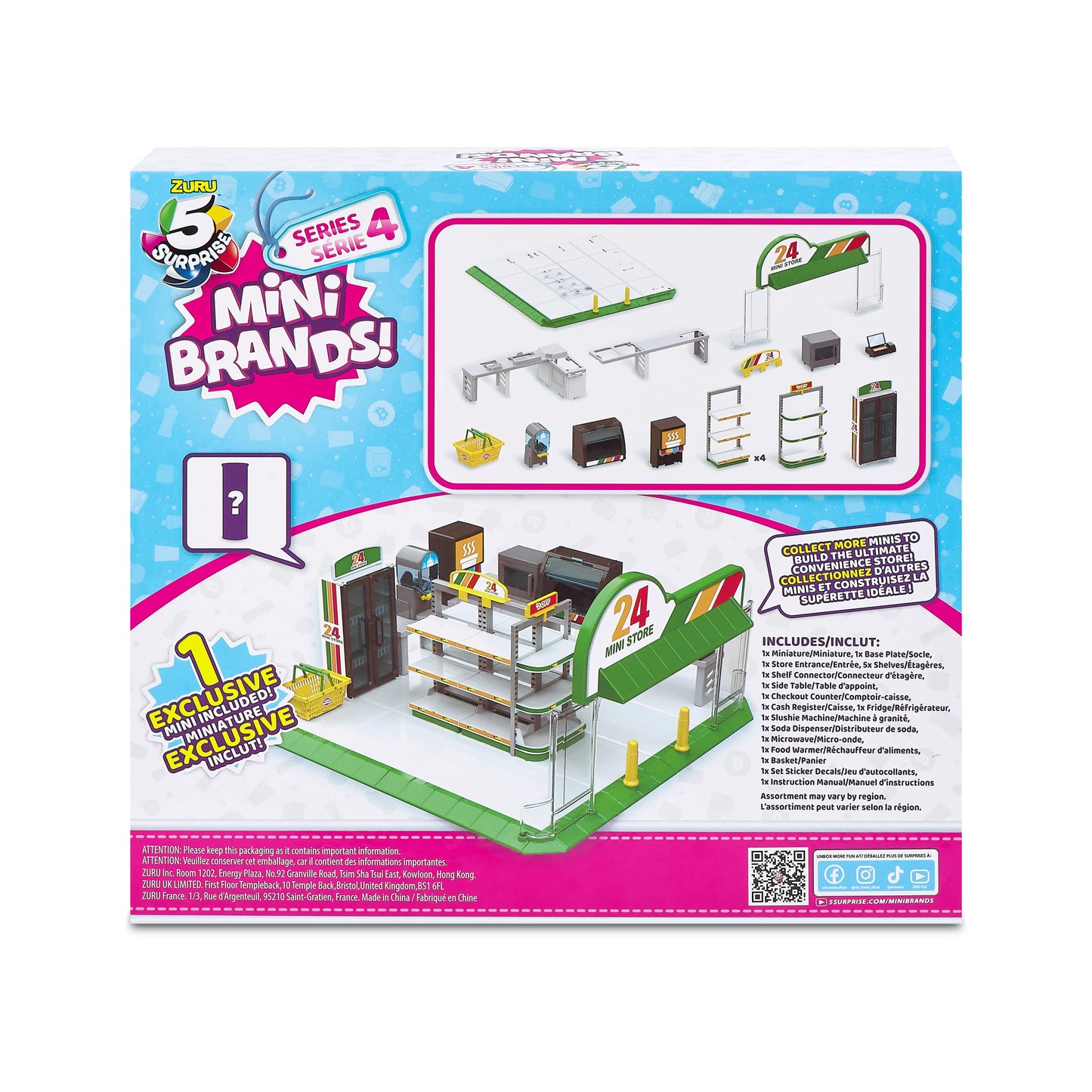 5 Surprise Mini Brands Mini Convenience Store Playset - Series 4, 1 Pack, Plastic, Model 77170-S4, Exclusive Mystery Collectibles