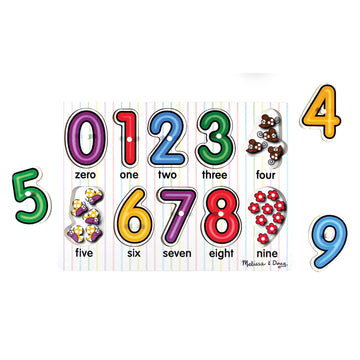 Melissa & Doug Lift & See Numbers Wooden Peg Puzzle - 10 Pieces - Fsc Certified