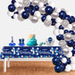 Duaiai Happy Birthday Decorations, 3 Pcs Navy Blue And Silver Birthday Tablecloth For Boys Girls Men Women, Plastic Disposable Rectangle Table Cover For Birthday Party Supplies- 54' X 108'