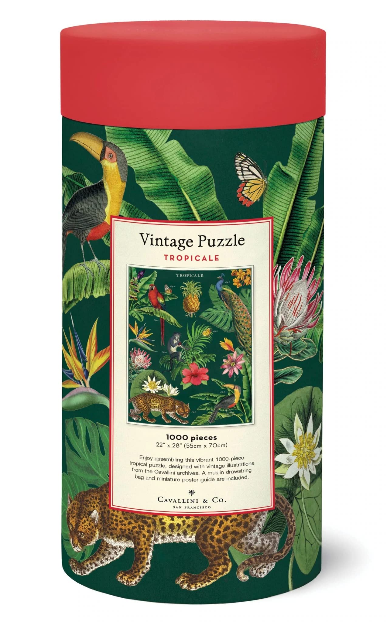 Cavallini 1000 Piece Puzzle, Tropicale - Multi Color Paperboard Jigsaw