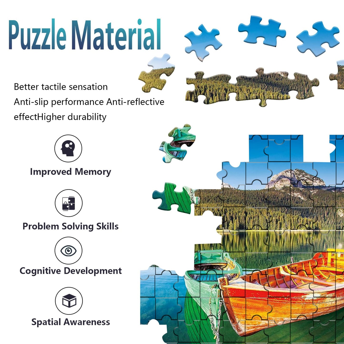 Diiopoty Puzzles for Adults Jigsaw Puzzles 500 Piece Boats Canoe at Wetland Moraine Lake Canoes for Family Fun Games Challenging