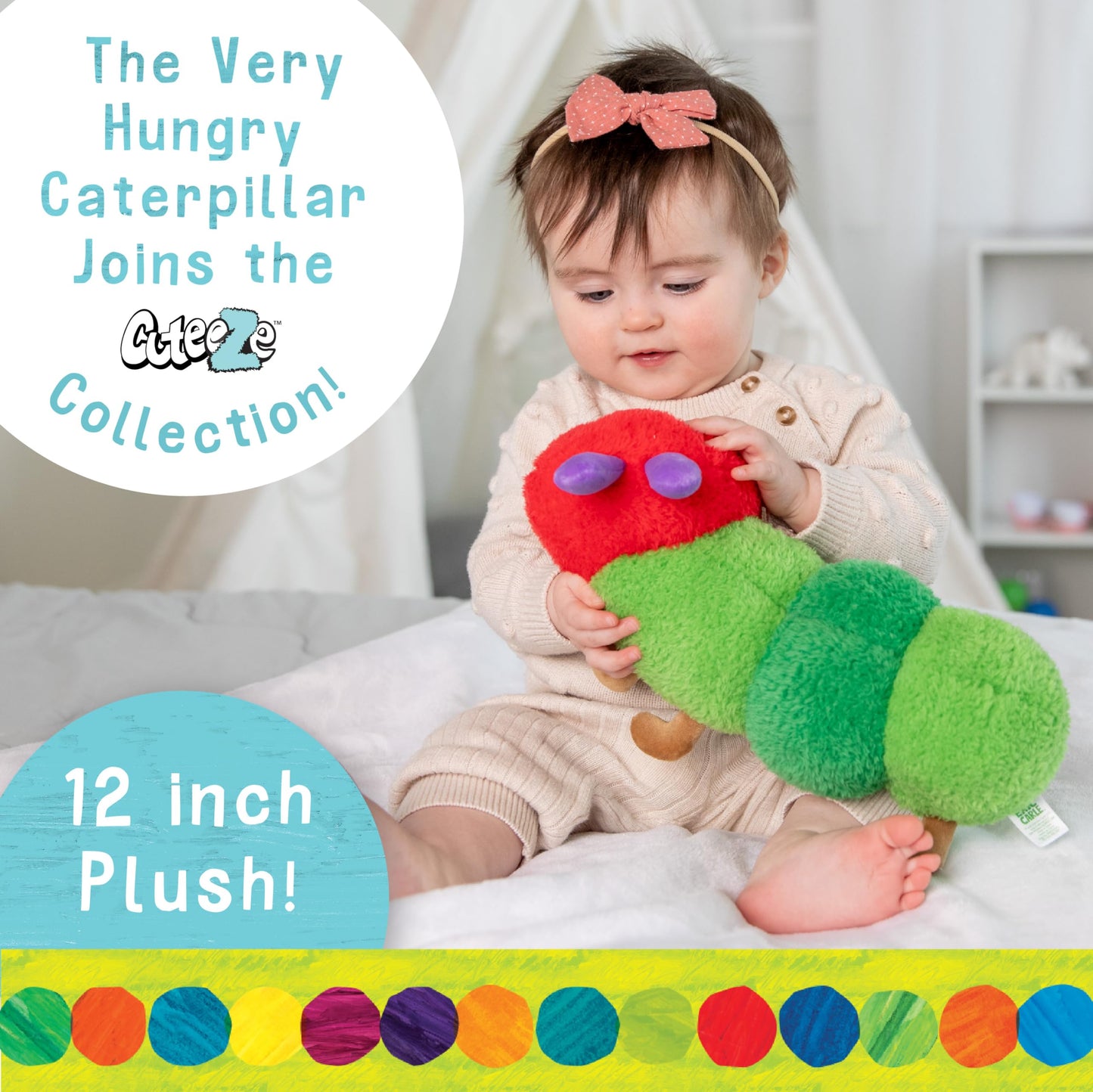 KIDS PREFERRED Eric Carle Very Hungry Caterpillar Cuteeze Extra Soft Plush Stuffed Animal Toy for Baby and Toddler Boys and Girl