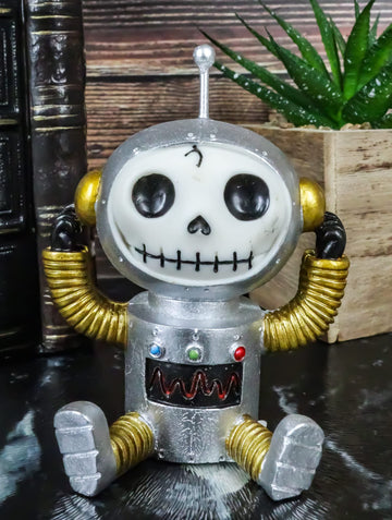 Ebros Gift Furrybones Gadget Figurine Hooded Skeleton Monster Retro Robot Collectible Decor Statue Gothic Dod Cyborg Ufo Tin Man Themed Furry Bones Decorative Sculpture