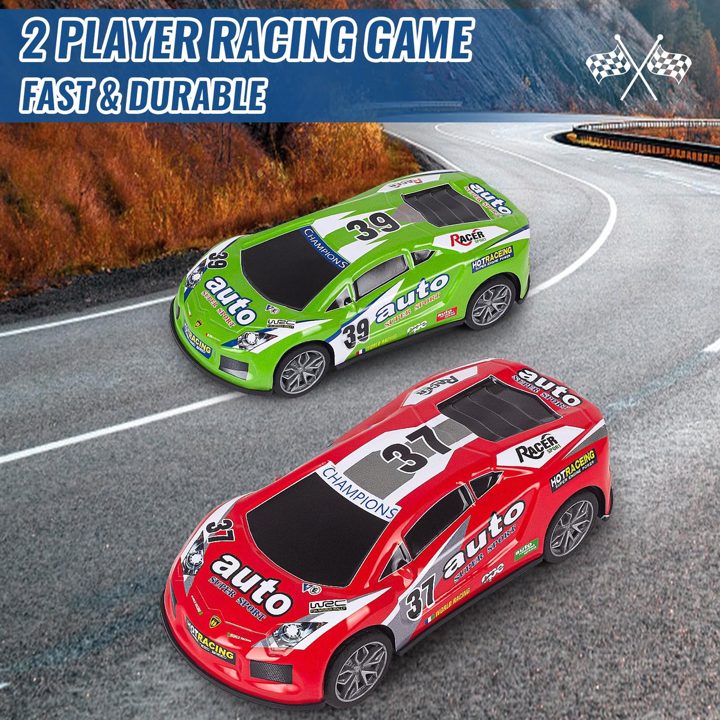 7 Inch Friction Powered Car Toys Set 4 Pack Push And Go Pull Back Race Trucks Toy Cars For Toddlers 1-3 4 5 6 Year Old Boys Girl