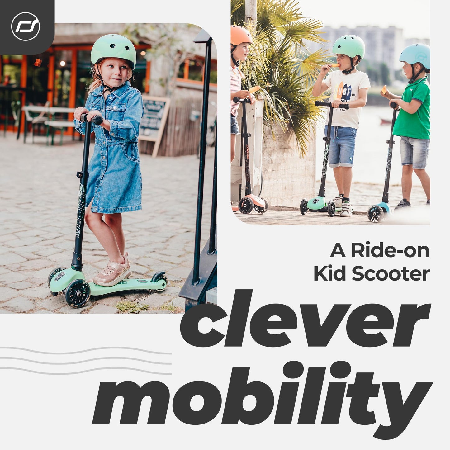 Scoot & Ride Stand-up Push Scooter for Children Ages 3-6, Highwaykick 3, Kiwi