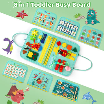 Toddler Busy Board For 1 Year Old, Montessori Toy Busy Book For Toddlers 1-3 With Fishing Game Motor Skills, Educational Learnin