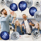18Pcs Happy Birthday Balloons Decorations Navy Blue Silver 80Th Birthday Balloons Decoration Happy 80Th Birthday Confetti Latex