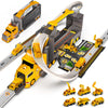 Carsky Truck Toy Cars for Toddlers Race Track Playset, 7in1 Construction Truck Toys in Transport Car Carrier, Cars Toys Gift for