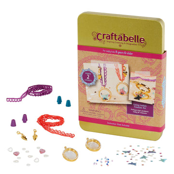 Craftabelle – Living Lockets Creation Kit – Locket Making Kit – 85Pc Necklace Set With Charms And Beads – Diy Jewelry Kits For Kids 8 Years +