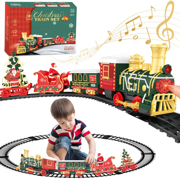 Gretex Electric Train Set With Light For Toddlers Age 3 4 5 Year Old: Christmas Train Sets For Around The Tree With Adjustable Sound And Music Christmas Birthday Gift For Kids Age 6 7 8+