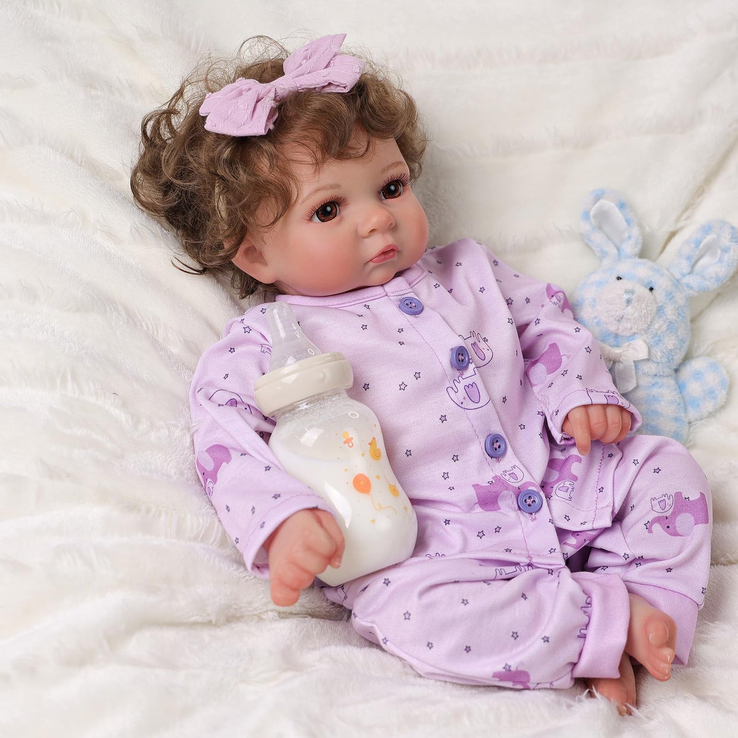 Babeside Lifelike Reborn Baby Dolls Girl - 17 Inch Soft Body Realistic Baby Doll Hand-Rooted Newborn Baby Doll That Look Real Wi