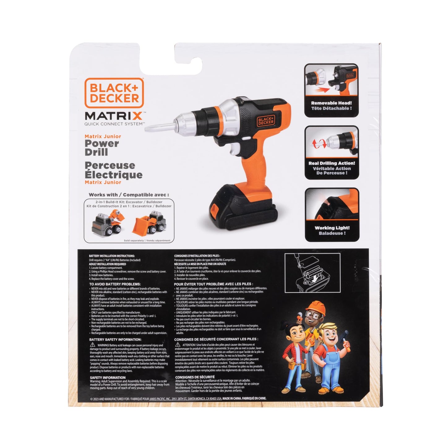 BLACK+DECKER Matrix Jr. Power Drill Toy, 10.5"H x 9"L x 2.5"W, Plastic, B&D Matrix Jr. Drill, Forward & Reverse Action