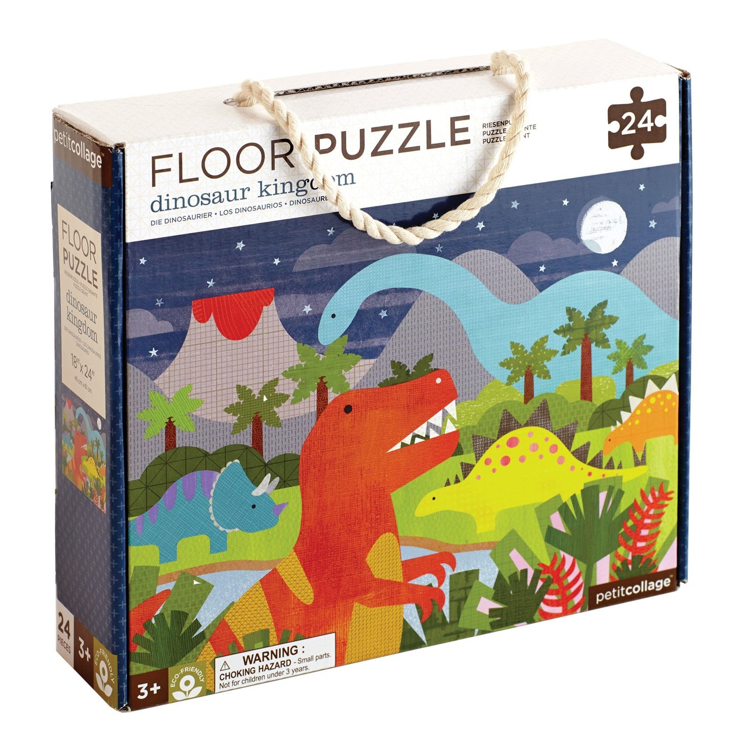 Petit Collage Floor Puzzle Dinosaur Kingdom 24 Pieces | Large Puzzle For Kids | Completed Dinosaur Puzzle Measures 18” X 24” | Makes A Great Gift Idea For Ages 3+