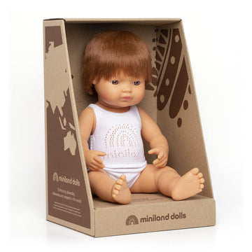 Miniland Doll 15'' Caucasian Boy Redhead (Box) - Made In Spain, Anatomically Correct, Quality