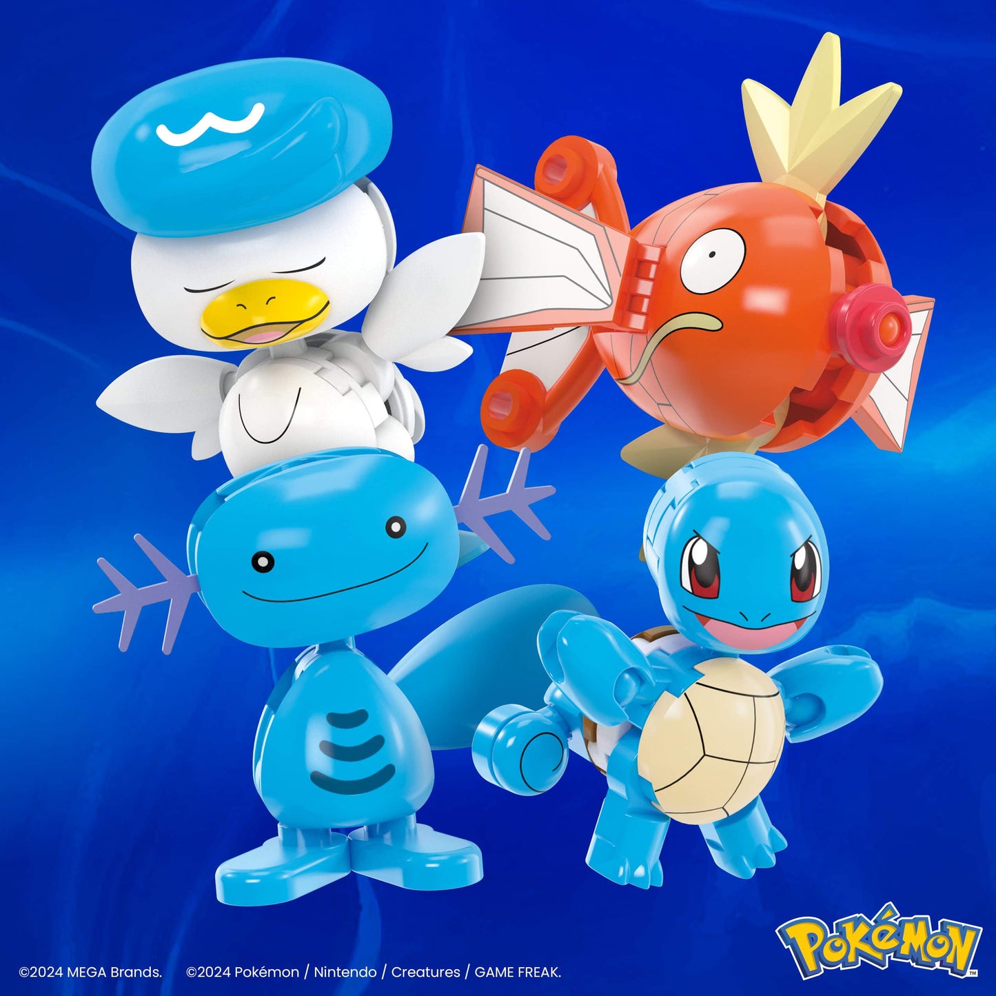 Mega Pok  Mon Action Figure Building Toys Set, Water-Type Trainer Team With 79 Pieces, 2 Inches Tall, For Kids
