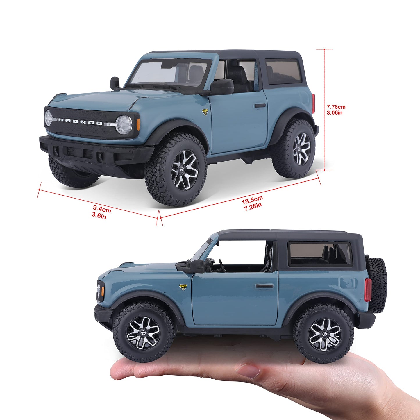 Maisto 1:24 Special Edition 2021 Ford Bronco Badlands Model 31530 Blue Metal Diecast Car - 7.5"x3"x2.5"