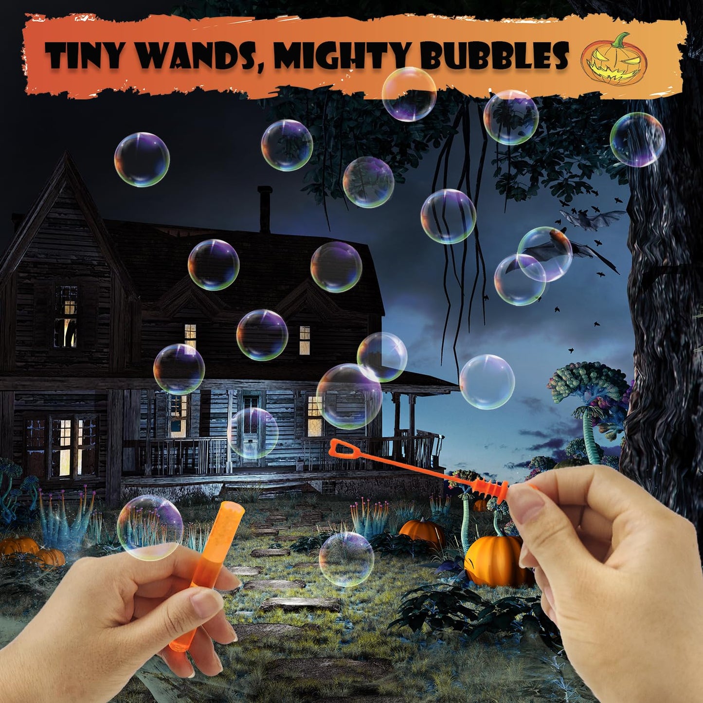 Halloween Handouts Giveaways For Kids Bulk 200 Pack,Mini Bubble Wands Party Favors Goodie Bag Stuffers For Toddlers,Boo Basket B