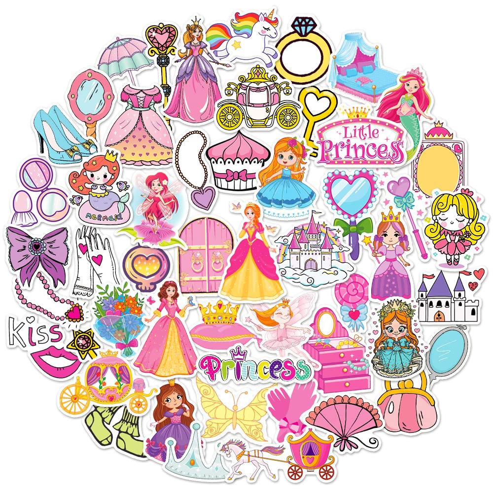 Qtl 70Pcs Cute Princess Stickers For Girls Kids Stickers For Water Bottles Fairy Tale Princess Stickers For Party Supplies Water