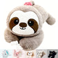 Uoozii 24'' | 5 Pounds Grey Sloth Weighted Stuffed Animals With Unscented Microwave Heating Pad Inside, Cute Coolable Heatable W