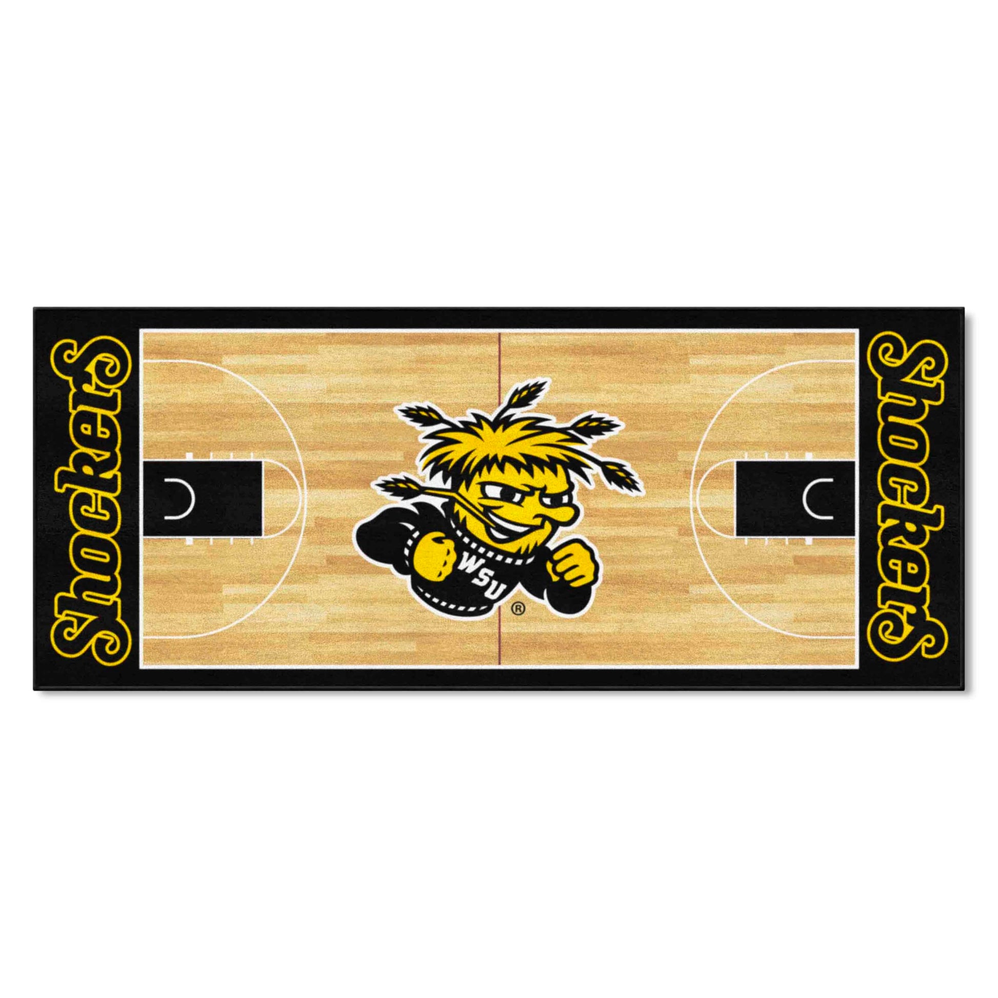 FANMATS 19250 NCAA - Wichita State Shockers Basketball Court Runner Rug - 30in. x 72in. | Sports Fan Area Rug