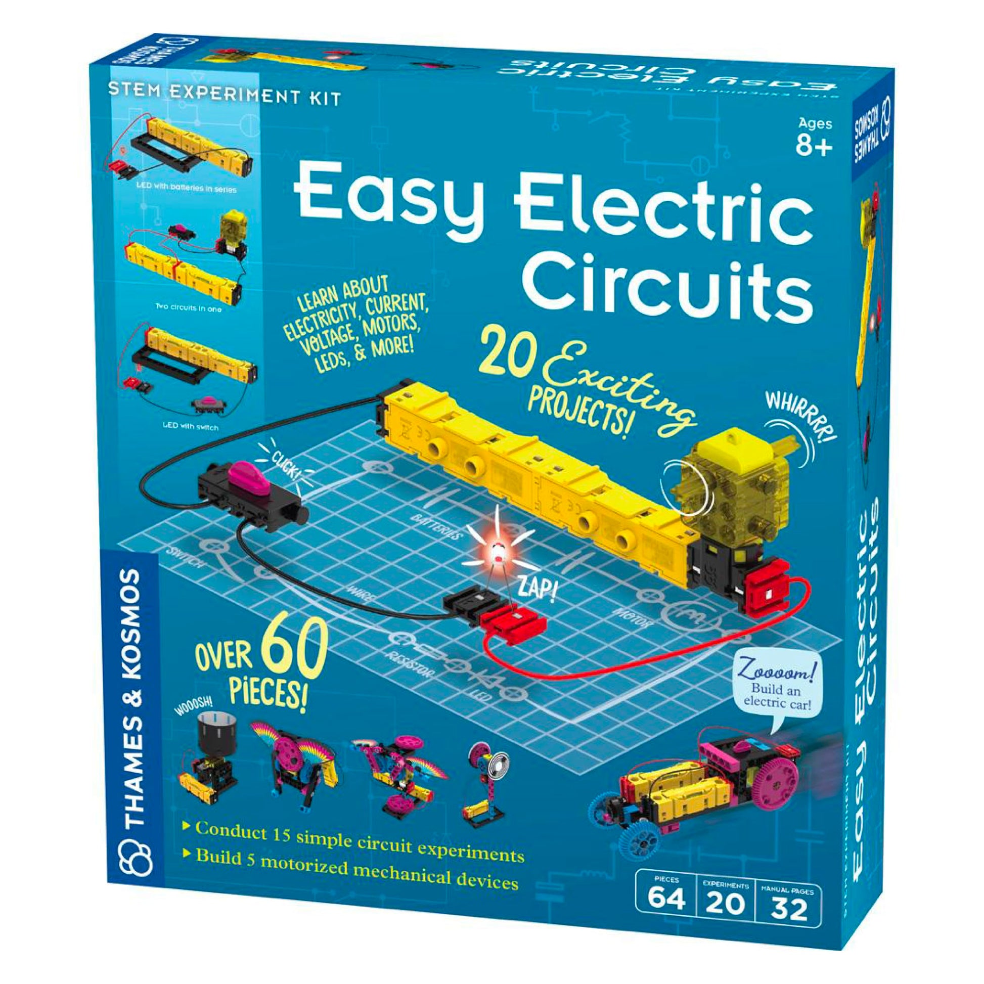 Thames & Kosmos Easy Electric Circuits Stem Kit | Essential Circuitry Set | 15 Experiments, 5 Motorized Models - Electricity, Current, Voltage, Leds & More | Innovative, Easy-To-Use Building System
